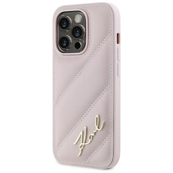 Karl Lagerfeld Karl Lagerfeld KLHCP14LPQDSMGP iPhone 14 Pro 6.1" różowy/pink hardcase Diagonal Quilted Script