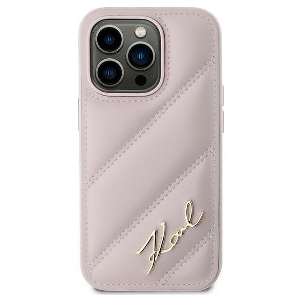 Karl Lagerfeld Karl Lagerfeld KLHCP14LPQDSMGP iPhone 14 Pro 6.1" różowy/pink hardcase Diagonal Quilted Script