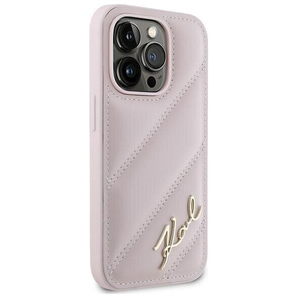 Karl Lagerfeld Karl Lagerfeld KLHCP14LPQDSMGP iPhone 14 Pro 6.1" różowy/pink hardcase Diagonal Quilted Script