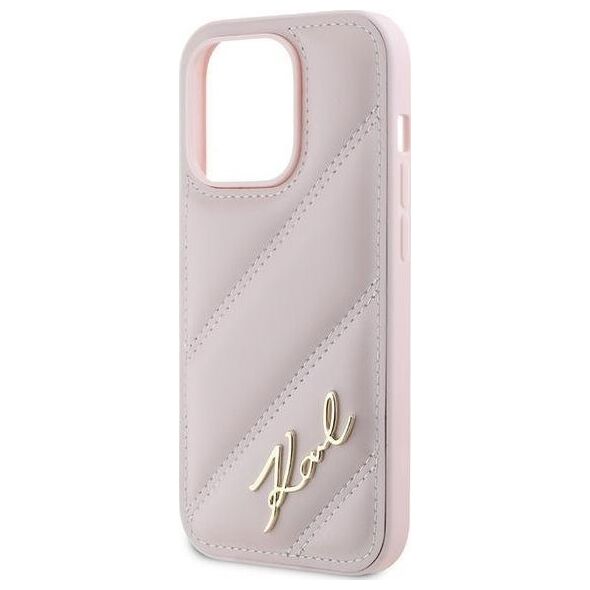 Karl Lagerfeld Karl Lagerfeld KLHCP14LPQDSMGP iPhone 14 Pro 6.1" różowy/pink hardcase Diagonal Quilted Script