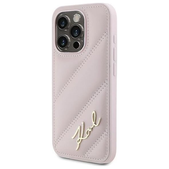 Karl Lagerfeld Karl Lagerfeld KLHCP15XPQDSMGP iPhone 15 Pro Max 6.7" różowy/pink hardcase Diagonal Quilted Script