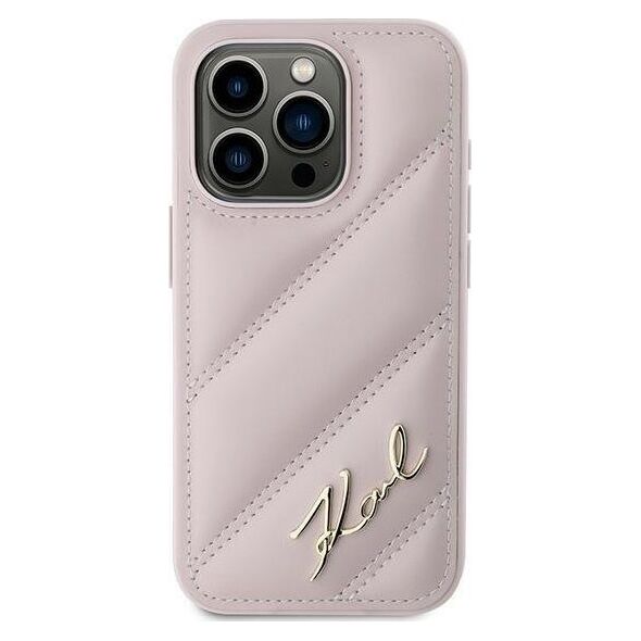 Karl Lagerfeld Karl Lagerfeld KLHCP15XPQDSMGP iPhone 15 Pro Max 6.7" różowy/pink hardcase Diagonal Quilted Script
