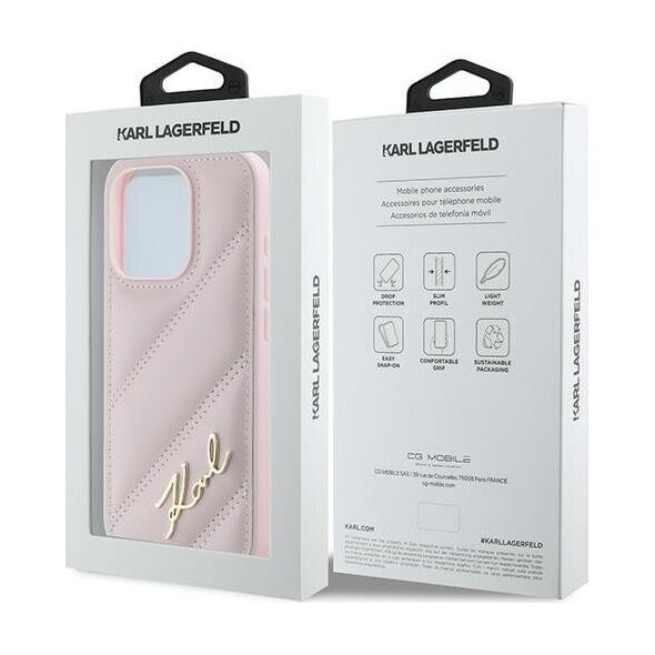 Karl Lagerfeld Karl Lagerfeld KLHCP15XPQDSMGP iPhone 15 Pro Max 6.7" różowy/pink hardcase Diagonal Quilted Script