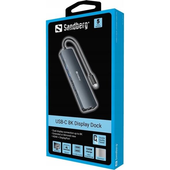 Stacja/replikator Sandberg 8K Display Dock USB-C (136-43)
