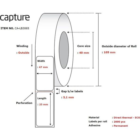 Capture Label 47x25, Core 40,