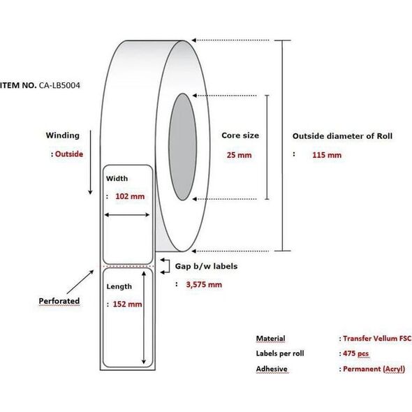 Capture Label 102x152, Core 25,