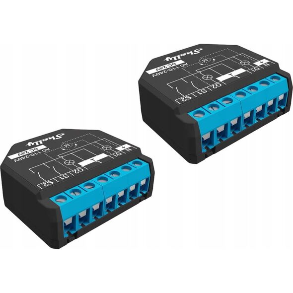 System przekazu sygnału AV Shelly Shelly Relais "Plus 2PM" WLAN max. 16A 2 Kanäle BT Messfunktion Unterputz 2- pack