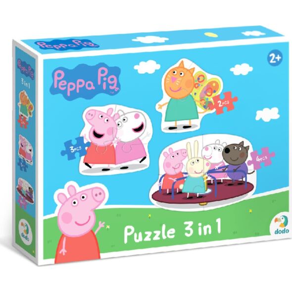 Dodo PUZZLE 3w1 "ŚWINKA PEPPA" PEPPA PIG 3 UKŁADANKI W JEDNYM OPAKOWANIU