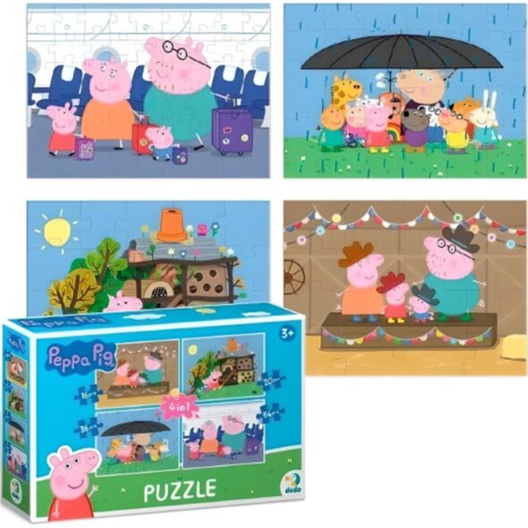 Dodo PUZZLE 4w1 ŚWINKA PEPPA CZTERY UKŁADANKI W JEDNYM OPAKOWANIU DLA DZIECI