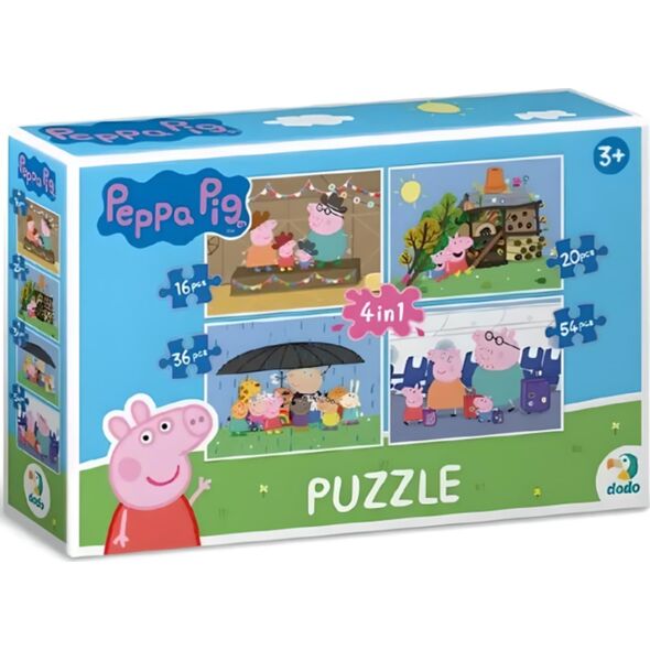 Dodo PUZZLE 4w1 ŚWINKA PEPPA CZTERY UKŁADANKI W JEDNYM OPAKOWANIU DLA DZIECI