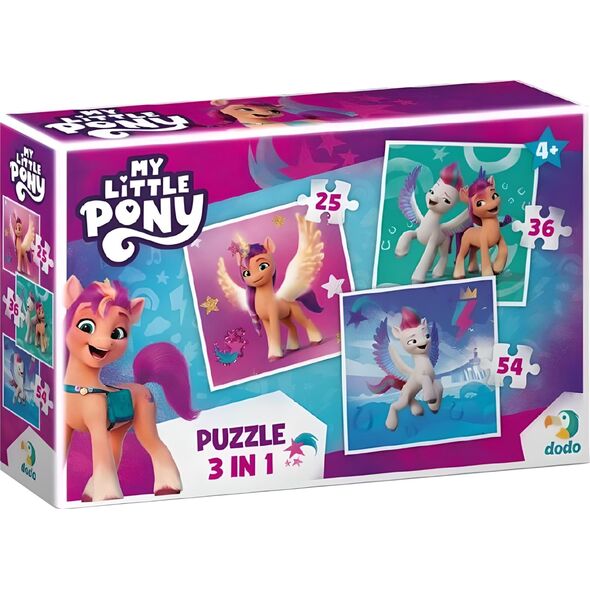 Dodo PUZZLE 3w1 "MY LITTLE PONY" 3 UKŁADANKI W JEDNYM KOLOROWE UKŁADANKI