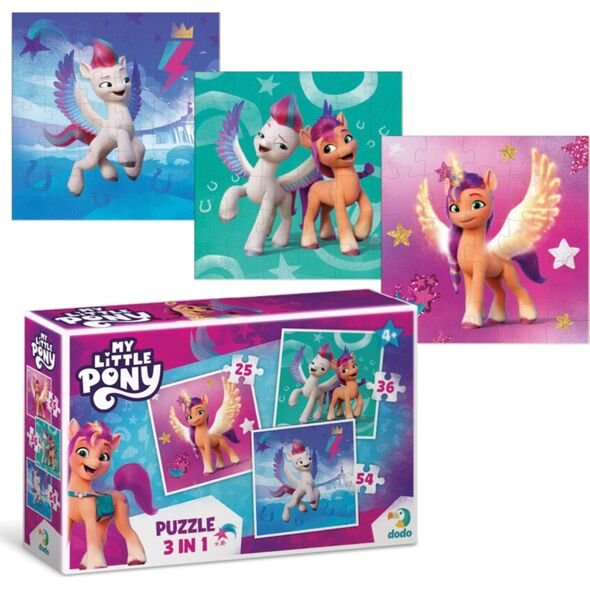 Dodo PUZZLE 3w1 "MY LITTLE PONY" 3 UKŁADANKI W JEDNYM KOLOROWE UKŁADANKI