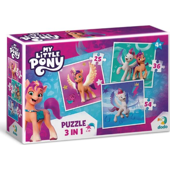 Dodo PUZZLE 3w1 "MY LITTLE PONY" 3 UKŁADANKI W JEDNYM KOLOROWE UKŁADANKI