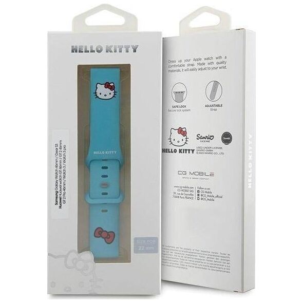 HelloKitty Hello Kitty Pasek Uniwersalny HKUWLSCHBLB Silicone Kitty Head niebieski/blue 22mm