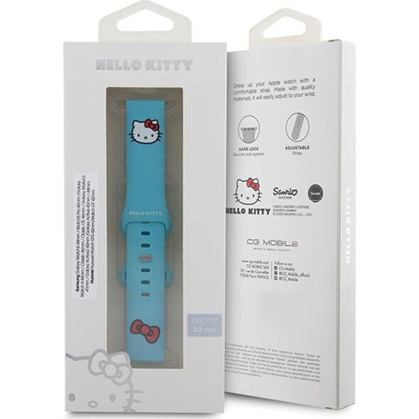 HelloKitty Hello Kitty Pasek Uniwersalny HKUWLSCHBLB Silicone Kitty Head niebieski/blue 22mm