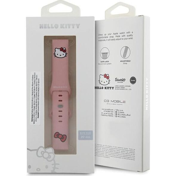 HelloKitty Hello Kitty Pasek Uniwersalny HKUWMSCHBLP Silicone Kitty Head różowy/pink strap 20mm