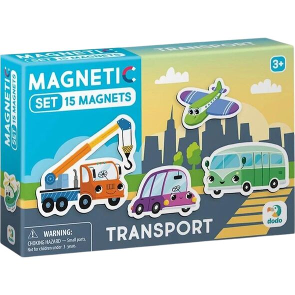 Dodo ZESTAW MAGNESÓW "TRANSPORT" 15 ELEMENTÓW KOLOROWYCH MAGNESÓW ZESTAW POJAZDY