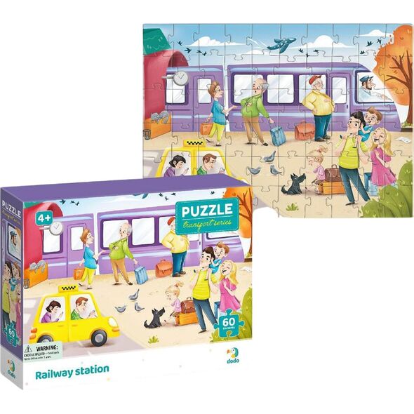 Dodo PUZZLE "DWORZEC KOLEJOWY" KOLOROWA UKŁADANKA 60 ELEMENTÓW DLA NAJMŁODSZYCH