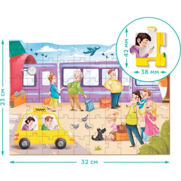 Dodo PUZZLE "DWORZEC KOLEJOWY" KOLOROWA UKŁADANKA 60 ELEMENTÓW DLA NAJMŁODSZYCH