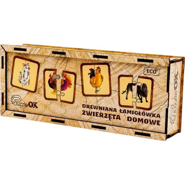 PuzzleOK Drewniana Łamigłówka Zwierzęta Domowe Łączenie Połówek Zestaw Puzzle