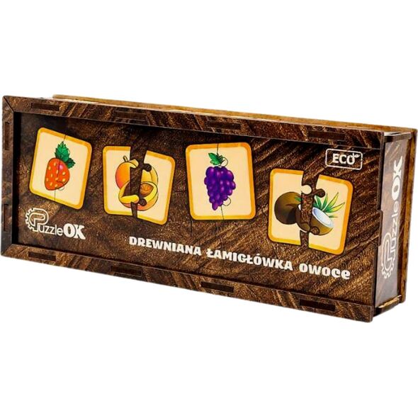 PuzzleOK Drewniana Łamigłówka Owoce Łączenie Połówek Zestaw Puzzle Układanka