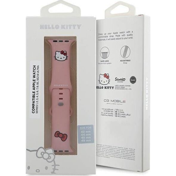 HelloKitty Hello Kitty Pasek HKAWLSCHBLP Apple Watch 42/44/45/49mm różowy/pink strap Silicone Kitty Head