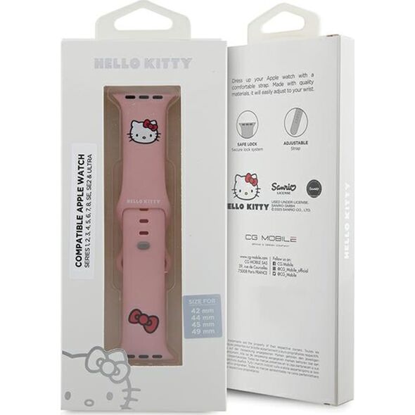HelloKitty Hello Kitty Pasek HKAWLSCHBLP Apple Watch 42/44/45/49mm różowy/pink strap Silicone Kitty Head