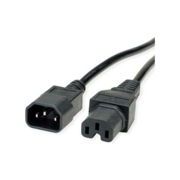 Kabel zasilający Value VALUE Kabel zasilający IEC320/C14 męski - C15 żeński, czarny, 0,5 m