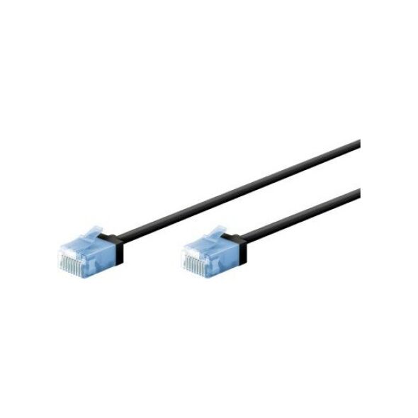 Goobay Ultra-elastyczny CAT 6A kabel krosowy, slim, U/UTP, czarny - Długość kabla 1 m