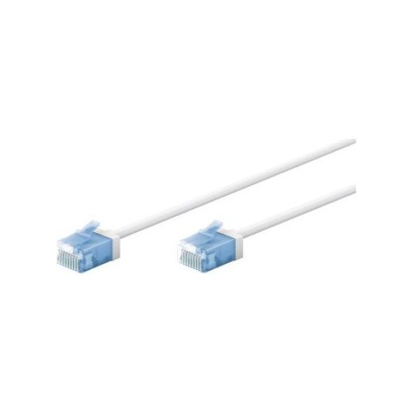 Goobay Ultra-elastyczny CAT 6A kabel krosowy, slim, U/UTP, biały - Długość kabla 1 m