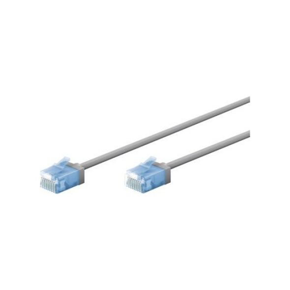 Goobay Ultra-elastyczny CAT 6A kabel krosowy, slim, U/UTP, szary - Długość kabla 0.15 m