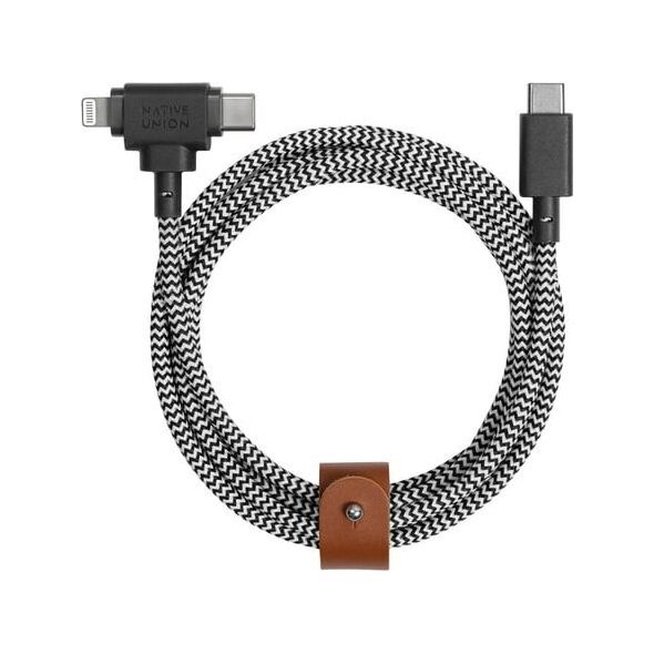 Kabel USB Native Union USB-C - USB-C + Lightning 1.5 m Czarno-biały (BELT-CCL-ZEB-NP)