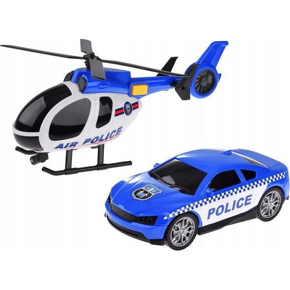 Jokomisiada Zestaw pojazdów policyjnych auto helikopter dźwięk światło ZA4626