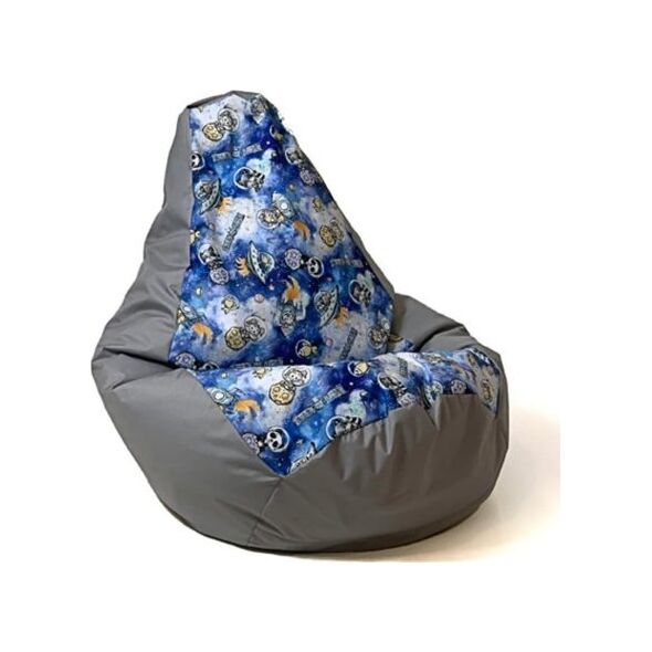 Go Gift Pufa worek sako GRUSZA DRUK szary-statek kosm XL 130x90