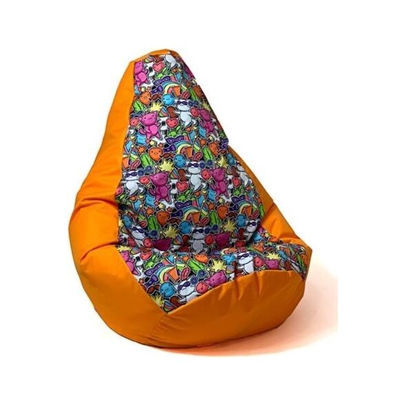 Go Gift Pufa worek sako GRUSZA DRUK pomarańcz-bajkowy2 XL 130x90