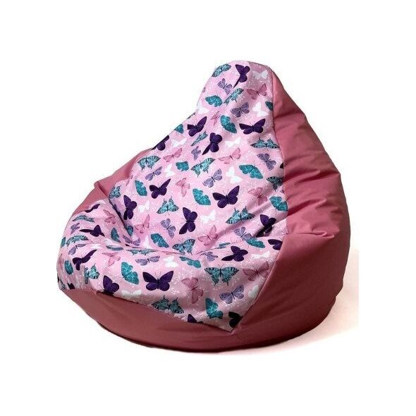 Go Gift Pufa worek sako GRUSZA DRUK ciemny róż-motyle L 105x80