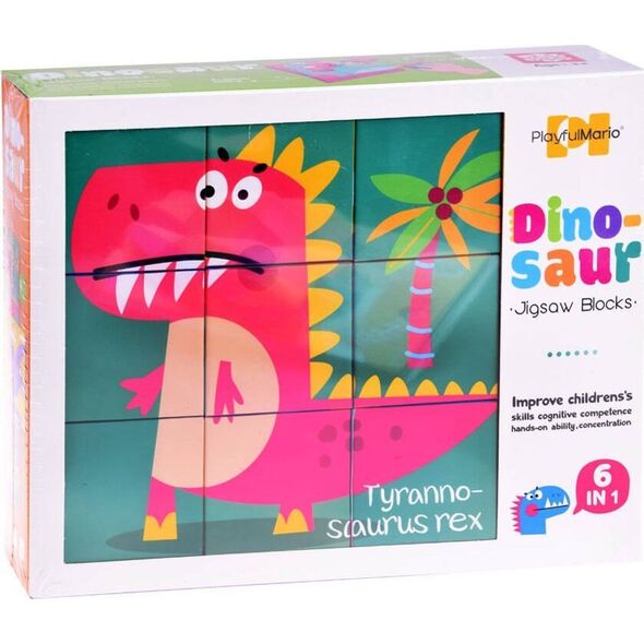 Jokomisiada Duże Klocki Dinozaury układanka 6 obrazków ZA4729