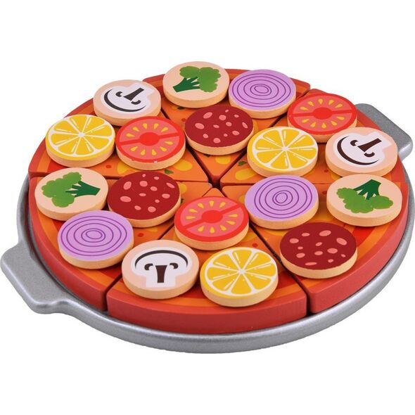 Jokomisiada Pizza drewniana do krojenia 16,5 cm na rzep dodatki 27 ele ZA4689