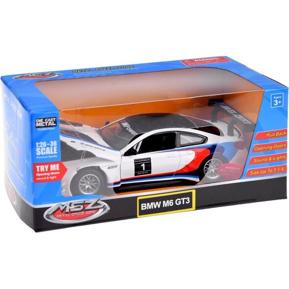 Jokomisiada Auto metalowe model sportowe BMW M6 GT3 skala 1:32 światło dźwięk ZA4613