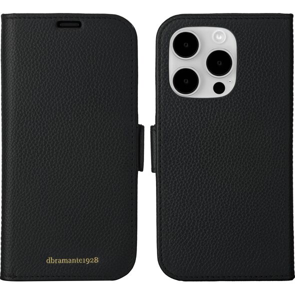 dbramante New York - 2-in-1 Leather Wallet for iPhone 15 Pro - Night Black