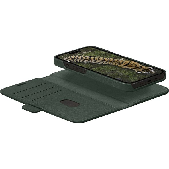 dbramante New York - 2-in-1 Leather Wallet for iPhone 15 Plus - Evergreen
