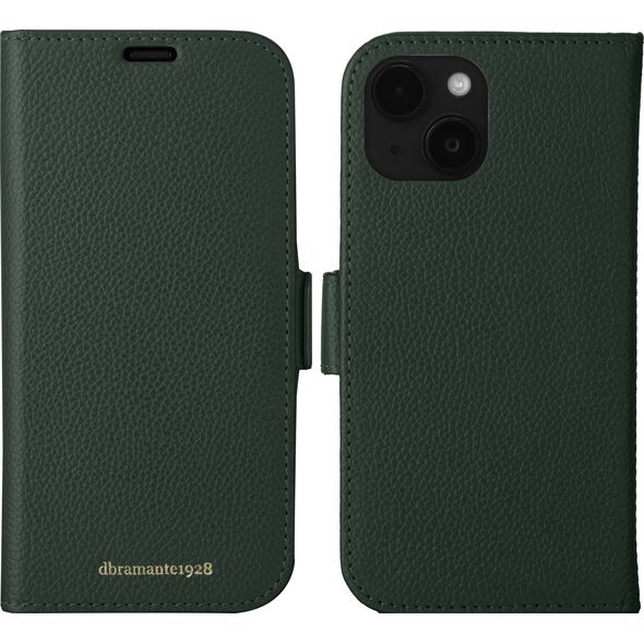 dbramante New York - 2-in-1 Leather Wallet for iPhone 15 Plus - Evergreen