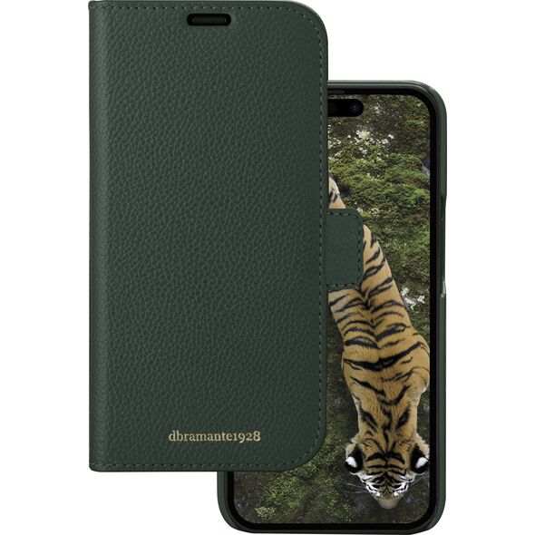 dbramante New York - 2-in-1 Leather Wallet for iPhone 15 - Evergreen