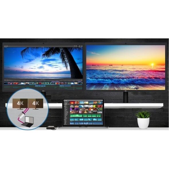 Adapter AV Sonnet Thunderbolt Dual 4K 60Hz DisplayPort Adapter, Space Grey (for Windows, Intel & M1 Pro/Max Macs| not compatible with M1 Macs)