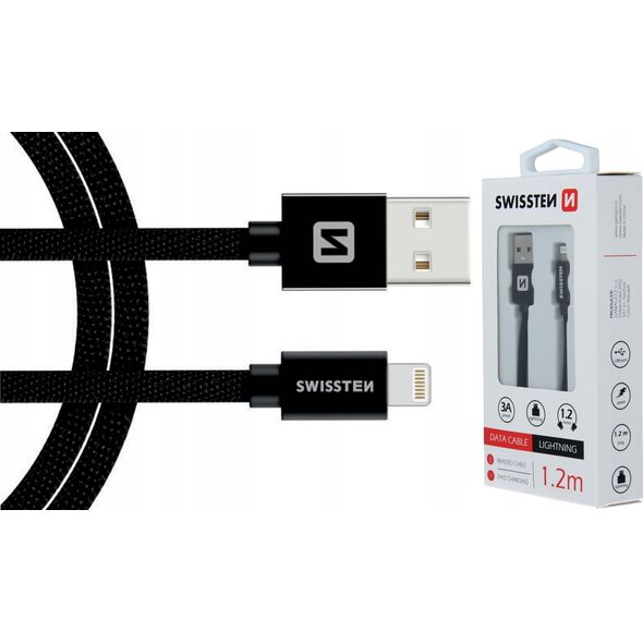 Kabel USB Swissten USB-C - Lightning 1.2 m Czarny (71529900)