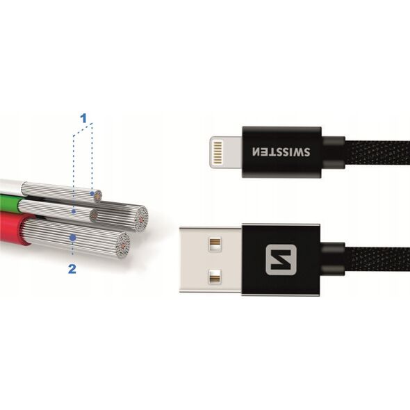 Kabel USB Swissten USB-C - Lightning 1.2 m Czarny (71529900)