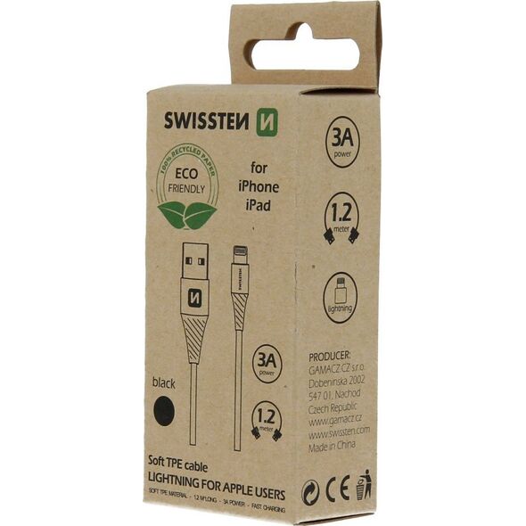 Kabel USB Swissten USB-A - Lightning 1.2 m Biały (71502301ECO)