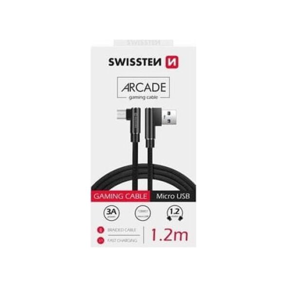 Kabel USB Swissten USB-A - microUSB 1.2 m Czarny (71527500)