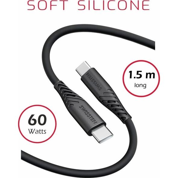Kabel USB Swissten USB-C - USB-C 1.5 m Czarny (71532010)