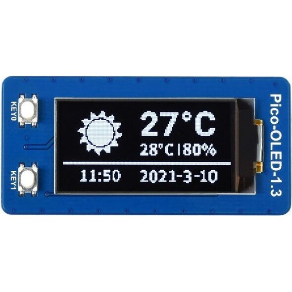 Waveshare Wyświetlacz OLED 1,3'' 64x128px - SPI/I2C - czarno-biały - do Raspberry Pi Pico - Waveshare 19376}